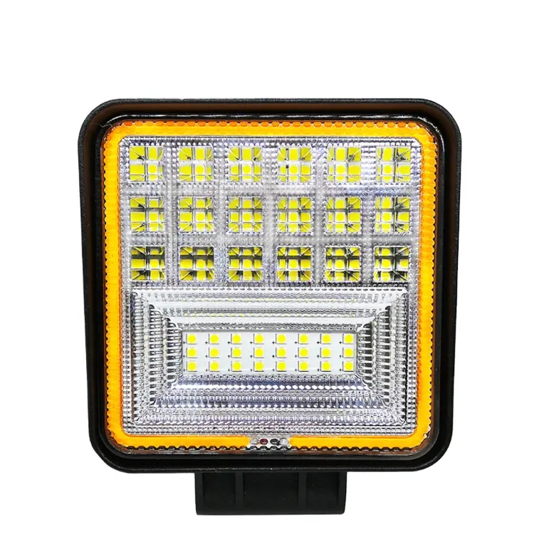 Fabricante OEM Personalizado 126W LED Pods 4,3 "polegadas Square LED trabalho luz 60W farol com luz amarela com anel âmbar