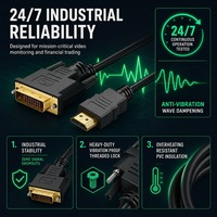 Câble vidéo industriel robuste 1080P HDTV MINI DP en PVC avec fixation à double vis pour caméra de sécurité 24/7 et affichage multi-écrans
