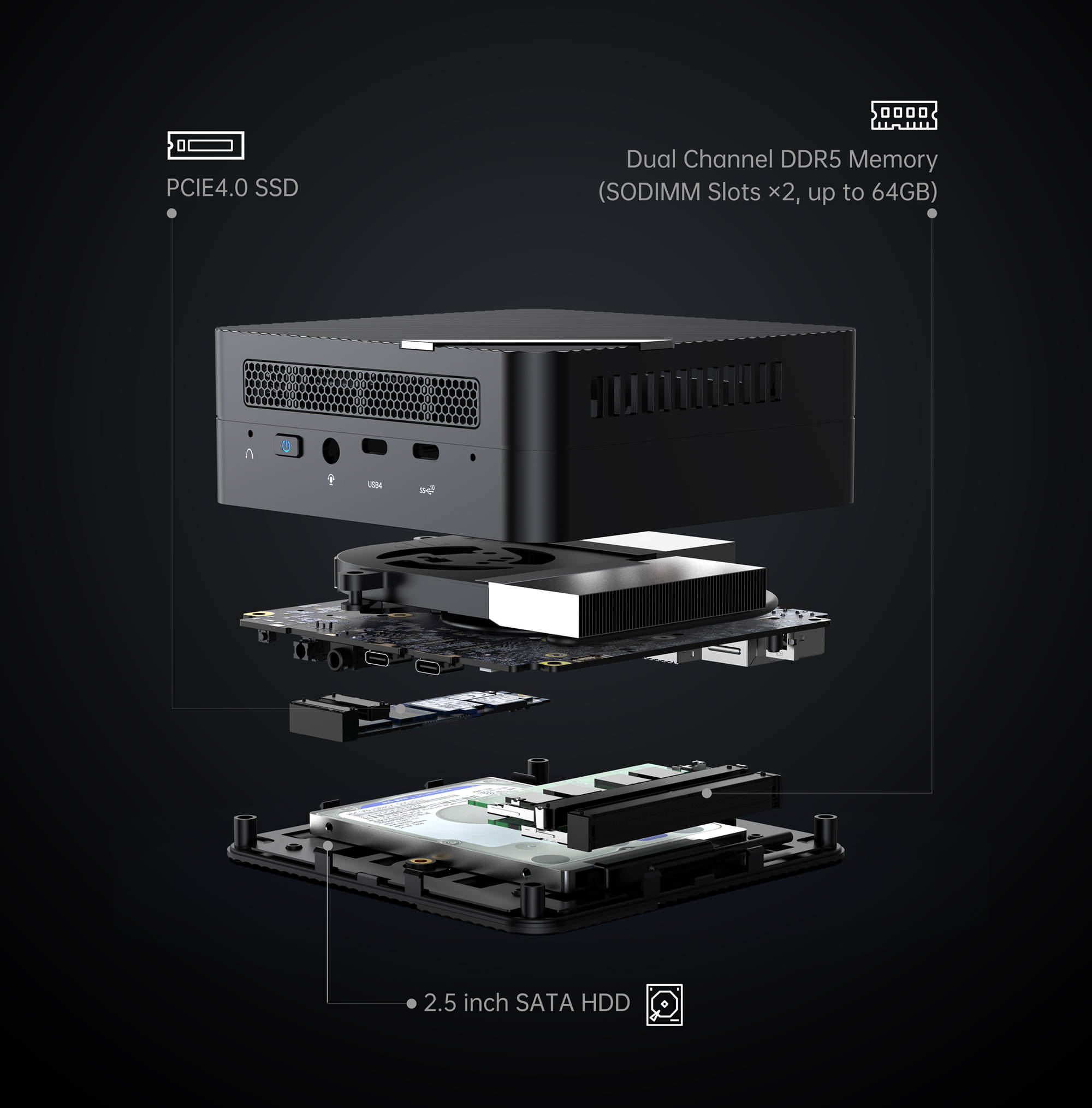 MINISFORUM UM773 Lite - Desktop Gaming Mini PC with AMD Ryzen 7 7735HS