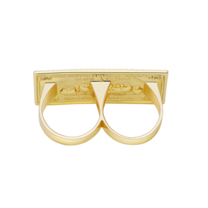 14K Gold Plated Double Two Finger <strong>Ring</strong> with 100 Benjamin Hundred Dollar Bill Design Unique Money <strong>Ring</strong> for <strong>Kids</strong> Men and Women - Product Image 3