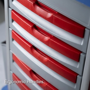 Carrello Medico Ergonomico Keling Stile Crash Cart, Dotato di Tavola CPR e Ripiano per Defibrillatore, per Uso in Pronto Soccorso - Product Image 3