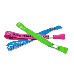 Hot Selling Custom Polsbandjes Met Verstelbare Kraal Lint Festival Gepersonaliseerde Stof Polsband