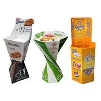 Présentoir de sol hexagonal portable personnalisé en carton ondulé, formes créatives, pour snacks et aliments