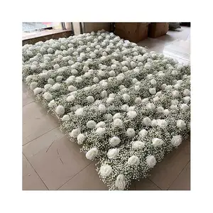 गर्म सफेद गुलाब बच्चे की सांस कृत्रिम फूलों की पंक्तियों जिप्सोफिला पुष्प टेबल सेंटरपीस फूल की मेज शादी के लिए