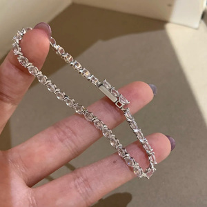925 Sterling Silver <b>Bracelet</b> Elegant <b>Crystal</b> <b>Beaded</b> <b>Bracelets</b> B2b Wholesale Jewelry For Women Ladies Fine Jewelry Gift - Product Image 1