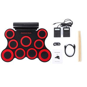 Batería Electrónica Plegable de 9 Piezas, <span class=keywords><strong>Kit</strong></span> de Batería Electrónica Enrollable de Silicona con Dos Altavoces Integrados, Venta al por Mayor de Fábrica, Personalizable - Product Image 2