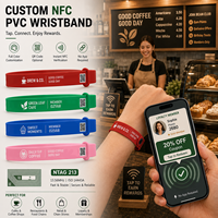Bracelet de fidélité NFC personnalisé en PVC RFID pour les magasins, les salons, les cafés, les points de fidélité, les offres de récompenses, les coupons avec impression de logo