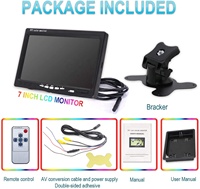 Pantalla ancha a todo color para coche, Monitor LCD TFT de 7 pulgadas, con dos enchufes de entrada de vídeo, V1/V2, 12-36V