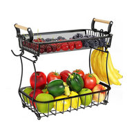Panier de rangement multifonctionnel haut de gamme à 2 niveaux en fil métallique pour légumes et fruits, idéal pour la cuisine