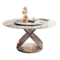 Table à manger ronde de luxe en pierre frittée italienne, ensemble de salle à manger moderne avec plateau en pierre et plateau tournant, ensemble de table à manger pour la maison