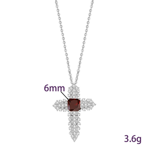 Collar con Colgante de Cruz Cuadrada de Piedra Natural para Hombre, Estilo Hip Hop, Plata de Ley 925, Gema de Cristal de 6mm, Joyería - Product Image 6
