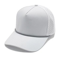 Gorra de Béisbol de 5 Paneles, Blanca, Personalizada, de Alta Calidad, 100% Poliéster, Impermeable, con Perforaciones Láser, Diseño de Hojas, Leopardo, Puntos, Estilo Dad, Deportiva, para Playa