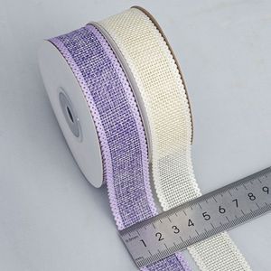 1 Inch <strong>Easter</strong> Spring Wired <strong>Ribbon</strong> Rustic Burlap Colorful Wired <strong>Ribbon</strong> for Wreath Bow Craft Gift Wrapping Party Boho Decoration - Product Image 2