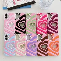 Coque de luxe en perles creuses en forme de cœur pour iPhone 17 16 Pro Max, design à bords ondulés, style estival, respirante et antichoc