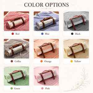 Embroidered Gingham Custom Name Picnic Blanket Polyester Single Layer Soft Modern Carry Strap <b>White</b> <b>Lace</b> Edge Portable Outdoor - Product Image 6