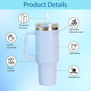 ゲスト用ウェディングギフトお土産30オンス40オンス昇華ブランクウォータータンブラーハンドル付きふたストロー - Product Image 2
