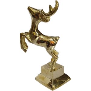 PARIJAT HANDICRAFT Statue de cerf en laiton jambes levées debout renne vaisselle pièce maîtresse pour la décoration intérieure Sculptures d'animaux - Product Image 6