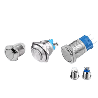 Interruptor Metálico HXSchip de 12MM/16MM, Impermeable, Resistente a la Oxidación, Momentáneo, Autoblocante/Sin Bloqueo, Auto-Reiniciable, Normalmente Abierto, Plateado