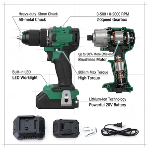 สว่านไร้สายแรงบิดสูง 21v 24v 48v ชุดสว่านลิเธียม พร้อมสว่านไฟฟ้าไร้สายทนทาน พร้อมไขควงและดอกสว่าน - Product Image 2