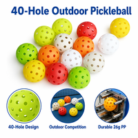 Balles de pickleball d'extérieur 40 trous, 74 mm, en PP, qualité compétition, pour entraînement, vente en gros, logo personnalisé disponible