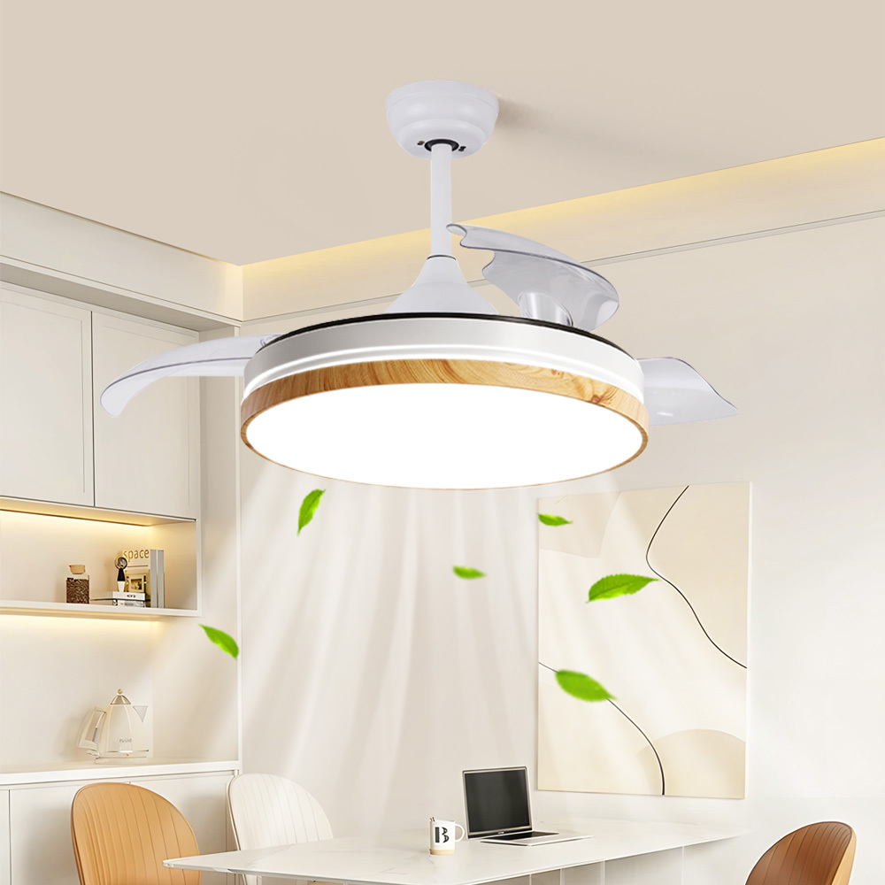 KBS 42 Inch 3 Blade Ceiling Fan Smart Ceiling Lamp with Fan Retractable Invisible Ceiling Fan with Remote
