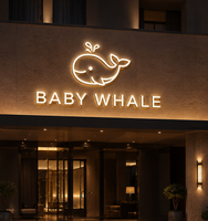 Enseigne lumineuse LED 3D en acier inoxydable de luxe, lettres en relief, logo d'entreprise personnalisé, enseigne LED pour boutique en extérieur