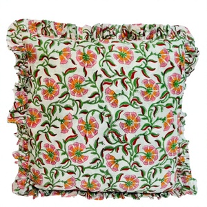 Fundas de Cojín con Estampado a Mano, Hechas a Mano, 100% Algodón, Cojines Bohemios, Adorno Floral Vintage para Decoración del Hogar - Product Image 1