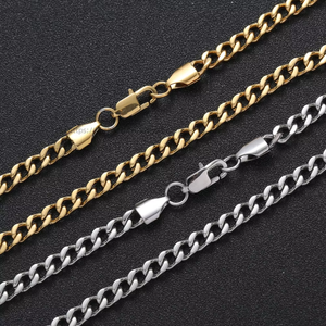 Cadena Cubana Pulida de 5 mm, Chapada al Vacío en Acero Inoxidable 18k, Cadena Cubana Pulida Estilo Hip-Hop, Moda Tanjing - Product Image 1