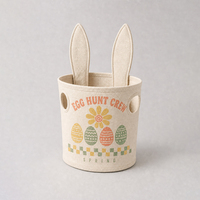 Sac de rangement vintage à thème printanier en toile avec oreilles de lapin, seau en tissu imprimé sur mesure pour ranger les jouets d'enfants
