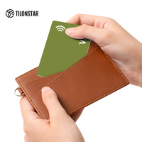 Dompet Kartu Kulit Tipis Anti RFID Wanita Custom Logo TWW107 dengan Kantong Resleting