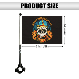 Wholesale Custom 6x8inch Happy Halloween Bicycle <b>Flags</b> Banners Digital Printed with Screw Plastic Flagpole - Product Image 2