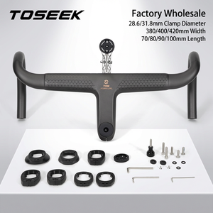Manillar de Bicicleta de Carretera Integrado de Carbono TOSEEK, Venta al Por Mayor de Fábrica, 28.6/31.8mm, Ancho 380/400/420mm, Diseño Aerodinámico Ligero, OEM - Product Image 1