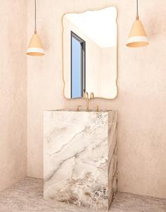 Specchio da Bagno Asimmetrico SWT <span class=keywords><strong>2026</strong></span> con Cornice Dorata, Specchio Argentato da 4mm, Montaggio a Parete in Metallo, Design Contemporaneo per Arredamento Casa - Product Image 6