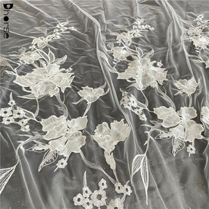 Thời trang hoa 3D dày Net thêu ren vải thiết kế cho Bridal Dress - Product Image 5