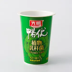 Lucky time benutzer definierte Logo Kunststoff Pappbecher mit Verschluss deckel für Joghurt oder Milch