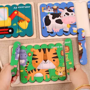 Jigsaw Puzzle Kayu 8 Pola untuk Anak, Mainan Bangun Rakit, Blok Pola dengan 8 Pola Yang Cocok, Mainan Pendidikan Prasekolah
