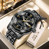 Montre Sport à Quartz pour Homme BINBOND 7169 Originale Étanche en Acier Inoxydable Lumineuse avec Cadran Jour/Date et Anneau Tendance en Plastique Platine