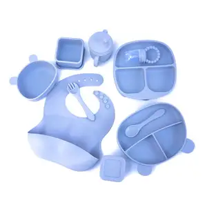 BPA cấp thực phẩm miễn phí Silicone Bộ đồ ăn Toddler bé Silicone tấm hút trẻ em hiện đại trẻ em bát Silicone bé ăn thiết lập