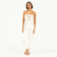 Ensemble pyjama pour femmes Beefey de haute qualité, élégant, léger, respirant, avec haut de camisole et pantalon, avec un design en dentelle