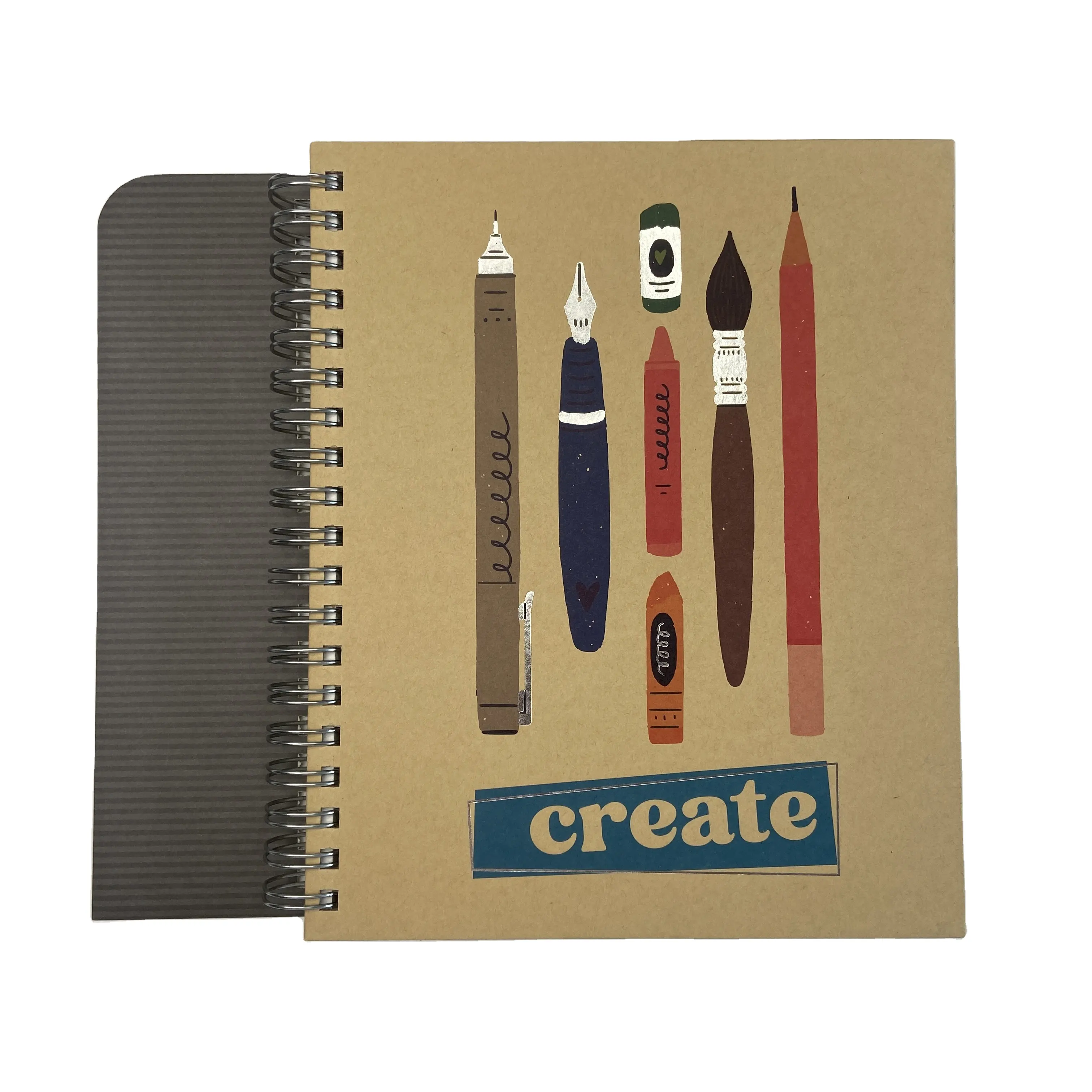 8x10 inches Wholesale Custom Eco-friendly Spiral Kraft Paper Hardcover Sketch Book Pen Cover Printing