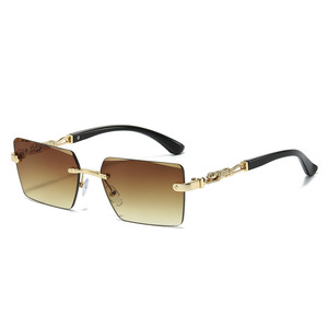 Lunettes de soleil rectangulaires sans monture pour femmes, monture en forme de tête de <span class=keywords><strong>serpent</strong></span>, verres dégradés, lunettes de soleil sans monture pour hommes, lunettes en métal de haute qualité populaires - Product Image 5