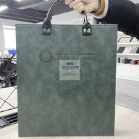 Système de présentation de catalogue industriel moderne en quartz avec dossier en pierre artificielle détachable et support métallique