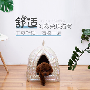 เตียงสัตว์เลี้ยงทรงกลม บ้านแมว 36x36x39 ซม. ใยโพลีเอสเตอร์ อุ่นสบาย แบบกึ่งปิด สำหรับแมว - Product Image 1