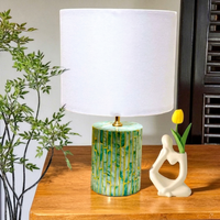 Lampe de table LED électrique artisanale avec incrustation de nacre, éclairage à intensité variable pour la décoration de la chambre et du salon