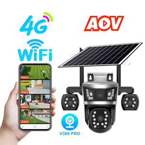 Système de caméra de sécurité solaire WiFi 4G PTZ IP66 8MP à 4 objectifs AOV avec enregistrement continu 24/7 pour la surveillance domestique et la protection de la faune - Product Image 1