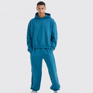 Ensemble de survêtement deux pièces en molleton 100 % coton, couleurs unies, nouveau design personnalisé pour homme, jogging et ensemble d'entraînement - Product Image 1