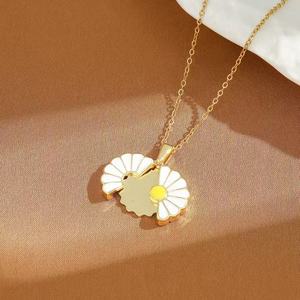 Hot <span class=keywords><strong>New</strong></span> Ladies thép không gỉ Hướng Dương vòng cổ với vàng-mạ liên kết chuỗi thời trang lật qua thiết kế - Product Image 4