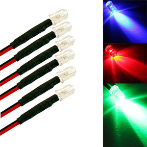 หลอดไฟ LED แบบมีสายสีน้ำเงิน DC 24V 18ซม. 3มม.,หลอดไฟเปล่งแสงได้เร็ว5มม. สายไฟ LED ไดโอด<span class=keywords><strong>12</strong></span>โวลต์พร้อมฝาโครเมี่ยม - Product Image 6