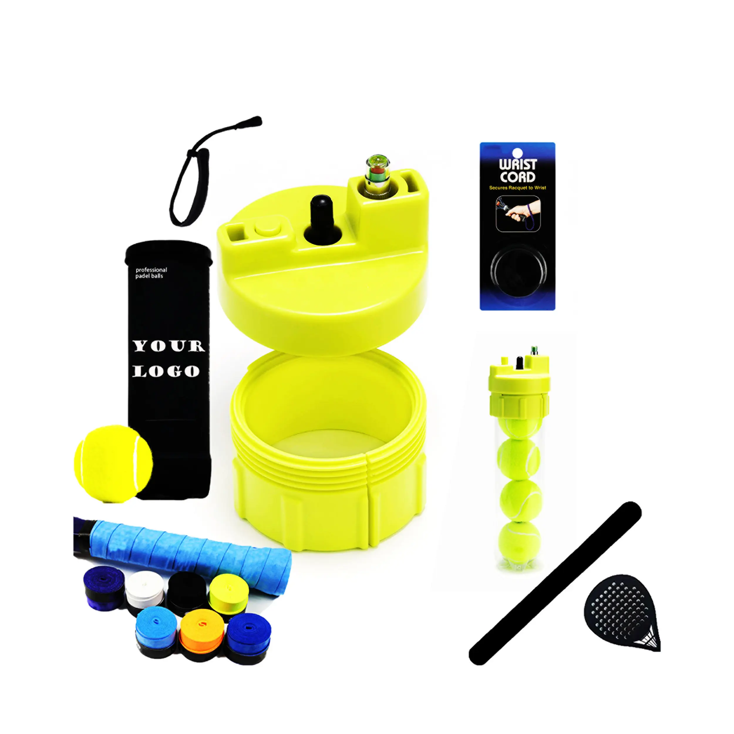 Factory OEM High Quality Padel Accessories Tennis Padel Protector/Balls/Overgrip/Wrist Strap/Ball Pressurizer Set