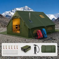 Tente de camping gonflable d'hiver à double couche, résistante à la chaleur, avec ouverture pour poêle, installation rapide